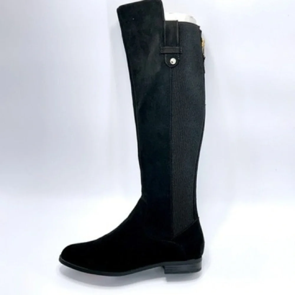 Anne Klein Size 6.5 Black Suede/Elastic Knee High Riding Boots NEW Audrey iFlex